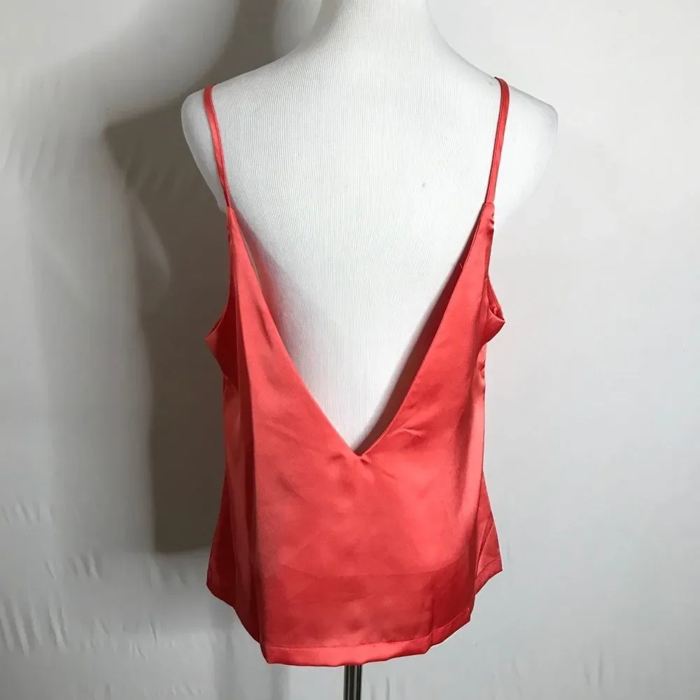 Nasty Gal V You Never Satin Cami Coral Pink Size 10 NWT